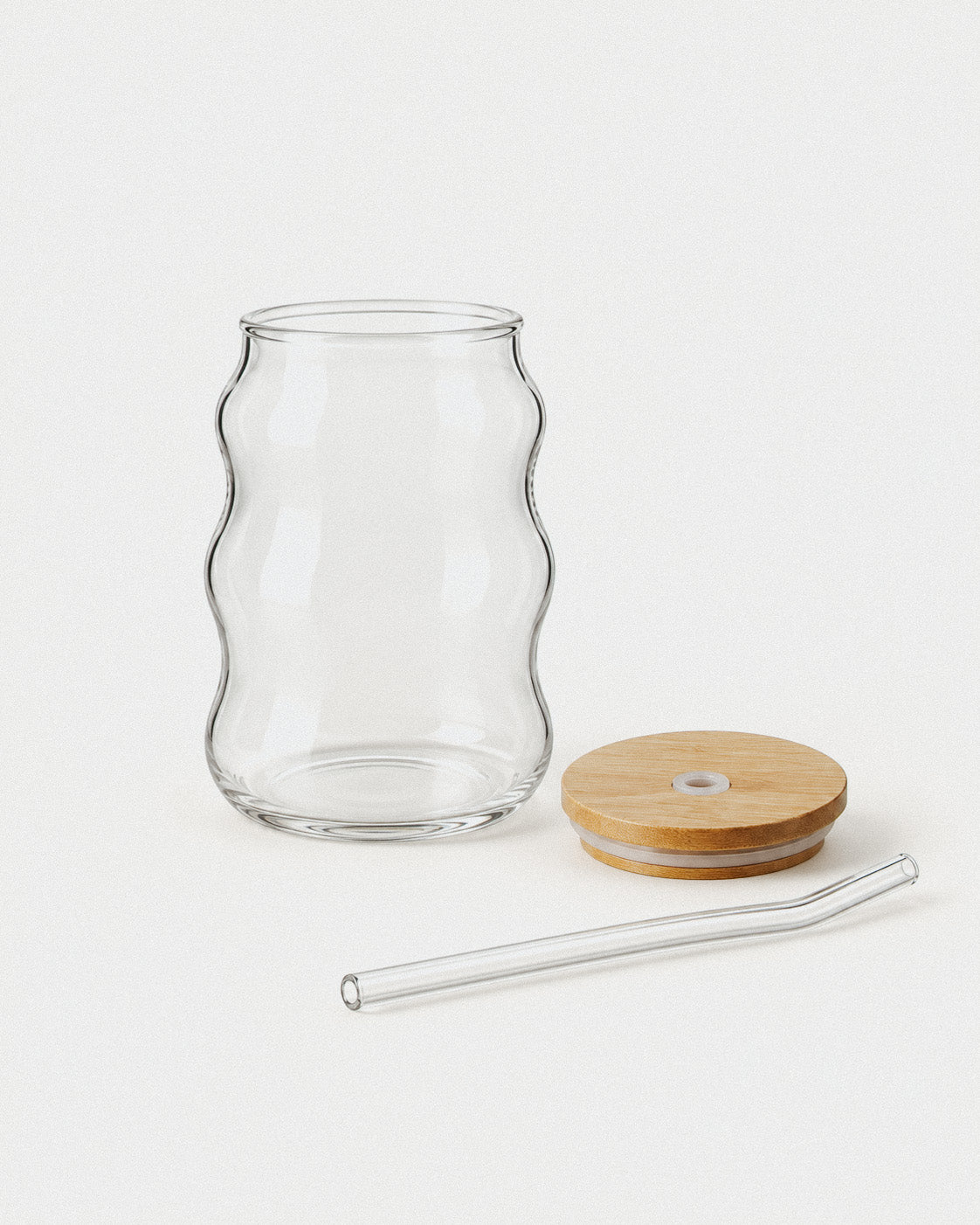 Wavy Glass · Vaso de vidrio 500 ml con tapa de bambú