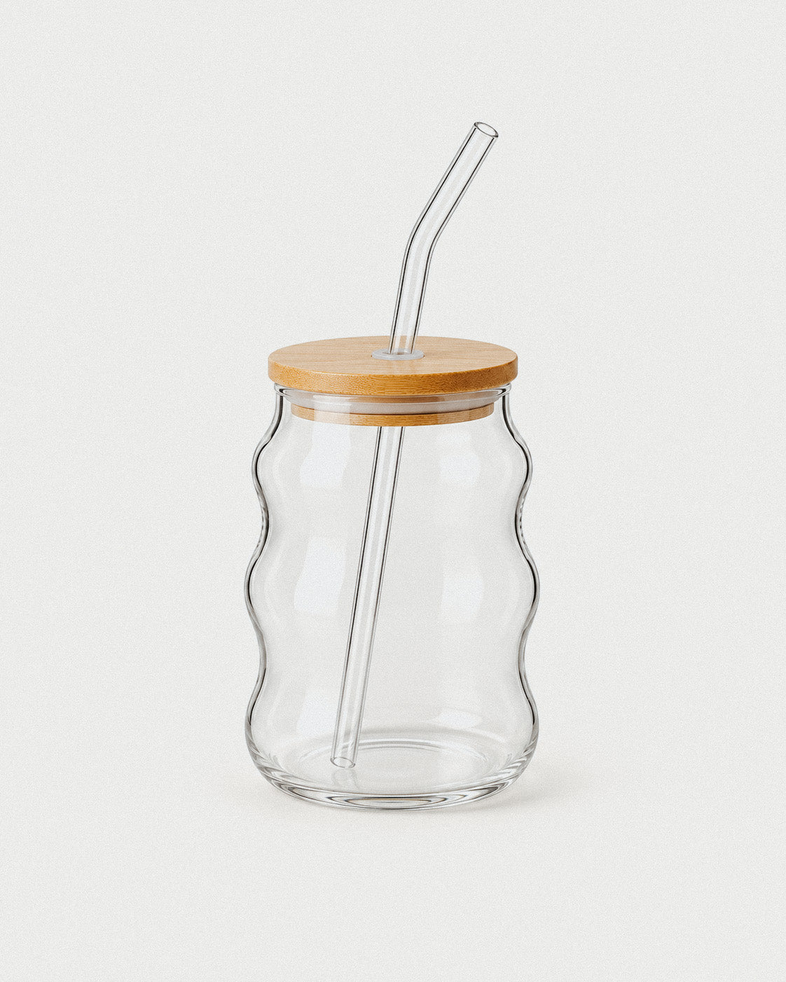 Wavy Glass · Vaso de vidrio 500 ml con tapa de bambú